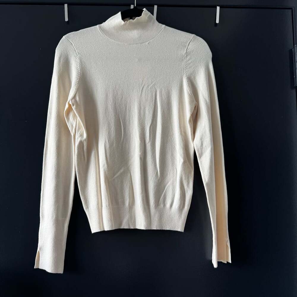 Zara- Ivory Mock Neck Knit Long Sleeve Sweater | Size S